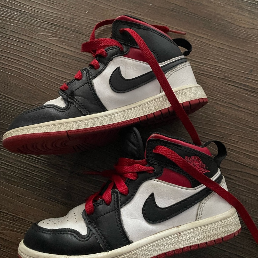 Jordan Kids Black, Red, and White Sneakers